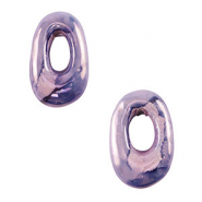 Abalorios de cerámica griega DQ óvalo Azul violeta
