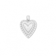 Colgantes Acero Inox coraz&oacute;n Plateado