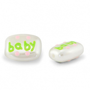 Abalorios acr&iacute;licos "baby" Perla-verde claro-rosa claro