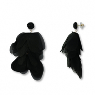 Pendientes Trendy chifón flor Negro-dorado