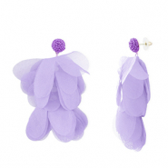 Pendientes Trendy chifón flor Lavanda-dorado
