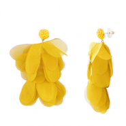 Pendientes Trendy chifón flor Amarillo-dorado