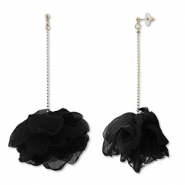 Pendientes Trendy chifón flor Negro-dorado