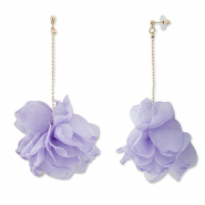Pendientes Trendy chifón flor Lavanda-dorado