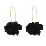 Pendientes Trendy chifón flor Negro-dorado