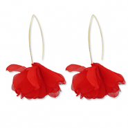 Pendientes Trendy chifón flor Rojo-dorado