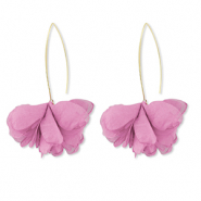Pendientes Trendy chifón flor Rosa malva-dorado