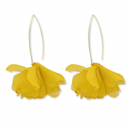 Pendientes Trendy chifón flor Amarillo-dorado