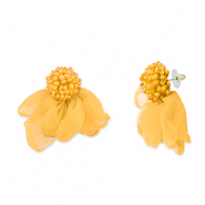 Pendientes Trendy chifón flor Amarillo-dorado