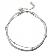 Pulseras tobillera Acero Inox doble capa Plateado