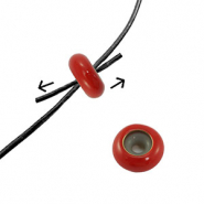 Abalorios de cierre deslizante esmalte 10x4mm Rojo oscuro