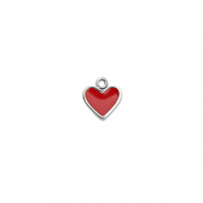 Colgantes Acero Inox coraz&oacute;n Plateado-rojo