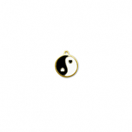 Colgantes Acero Inox redondos Yin & Yang Dorado-negro-blanco