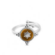 Anillos Acero Inox copo de nieve Plateado-marrón