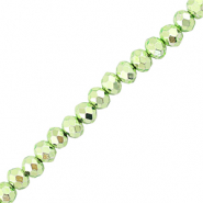 Abalorios faceteados disco 4x3mm Verde met&aacute;lico