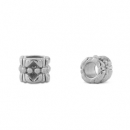 Abalorios de acero inox rondeles flor Plateado