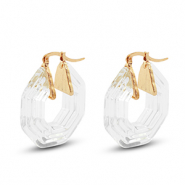 Pendientes resina trendy hexágon Dorado-transparente