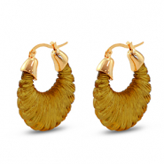 Pendientes resina trendy óvalo Dorado-transparente marrón