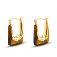 Pendientes resina trendy rectángulo Dorado-transparente marrón