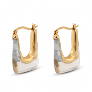 Pendientes resina trendy rectángulo Dorado-transparente
