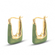 Pendientes resina trendy rectángulo Dorado-verde