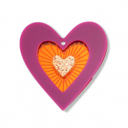 Colgantes llamativos corazón Púrpura-naranja-dorado