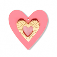 Colgantes llamativos corazón Rosa-dorado