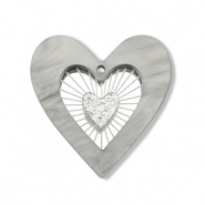Colgantes llamativos corazón Gris-plateado