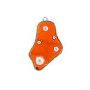 Colgantes de resina irregular con perlas Plata-naranja-blanco