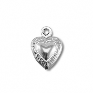 Colgantes Acero Inox coraz&oacute;n Plateado