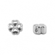Abalorios Acero Inox tr&eacute;bol Plateado