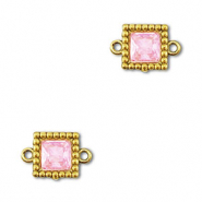 Entrepiezas acero Inox zircón cuadrado Dorado-rosa claro