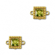 Entrepiezas acero Inox zircón cuadrado Dorado-verde lima
