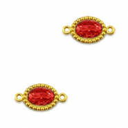 Entrepiezas acero Inox zircón óvalo Dorado-rojo