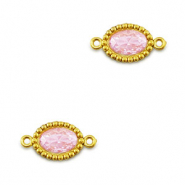 Entrepiezas acero Inox zircón óvalo Dorado-rosa claro