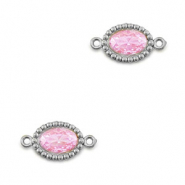 Entrepiezas acero Inox zircón óvalo Plateado-rosa claro