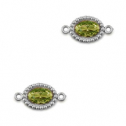 Entrepiezas acero Inox zircón óvalo Plateado-verde lima