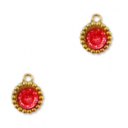Colgantes Acero Inox zircón redondos Dorado-rojo