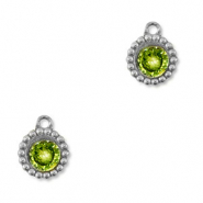 Colgantes Acero Inox zircón redondos Plateado-verde lima