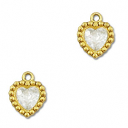 Colgantes Acero Inox zirc&oacute;n coraz&oacute;n Dorado-transparente