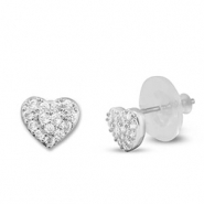 Metal TQ lat&oacute;n pendiente zirconia coraz&oacute;n Plateado