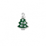 Colgantes metálicos zirconia árbol de navidad Plateado-verde