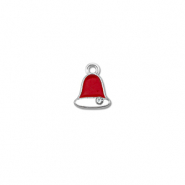 Colgantes metálicos zirconia campana de navidad Plateado-rojo-blanco