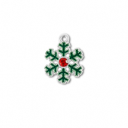 Colgantes metálicos zirconia copo de nieve Plateado-verde-rojo