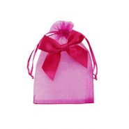 Bolso de organza con lazo Rosa fucsia