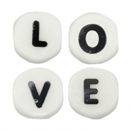 Abalorios letras de cer&aacute;mica - LOVE Blanco-negro