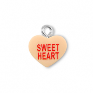 Colgantes de resina corazón "SWEET HEART" Naranja claro-rojo