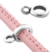 Colgante bola metálico DQ con anilla (para cordón cuero con costura 4mm) Plata vieja (sin níquel)