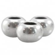 Abalorios met&aacute;licos DQ bola 6x4mm Plata vieja (sin n&iacute;quel)