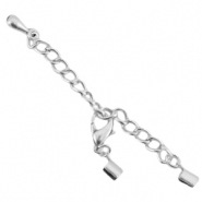 Extensión de cadena metálica DQ con mosquetón y terminal 2mm plata vieja (sin níquel)